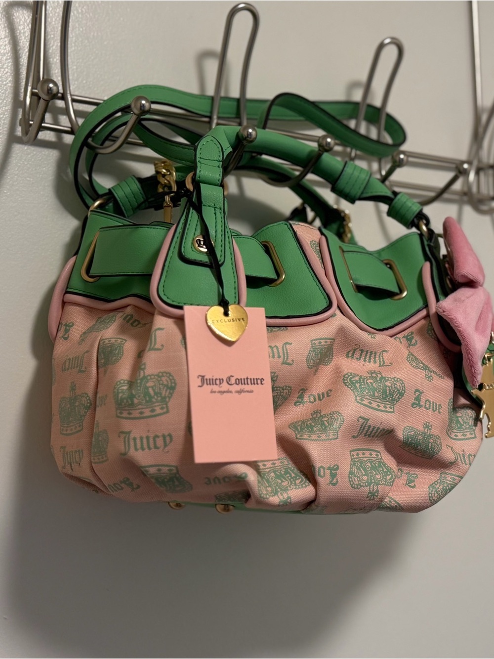Juicy Couture Juicy Fan Club Crossbody NWT Pink Diamond Retro Green VIRAL TikTok